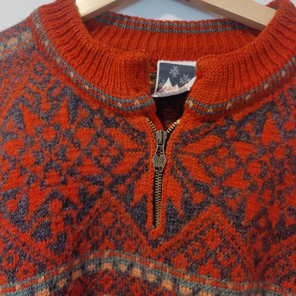 Dale of Norway Men's Red Wood Hand Knit Nordic Sweater - Picture 7 of 9